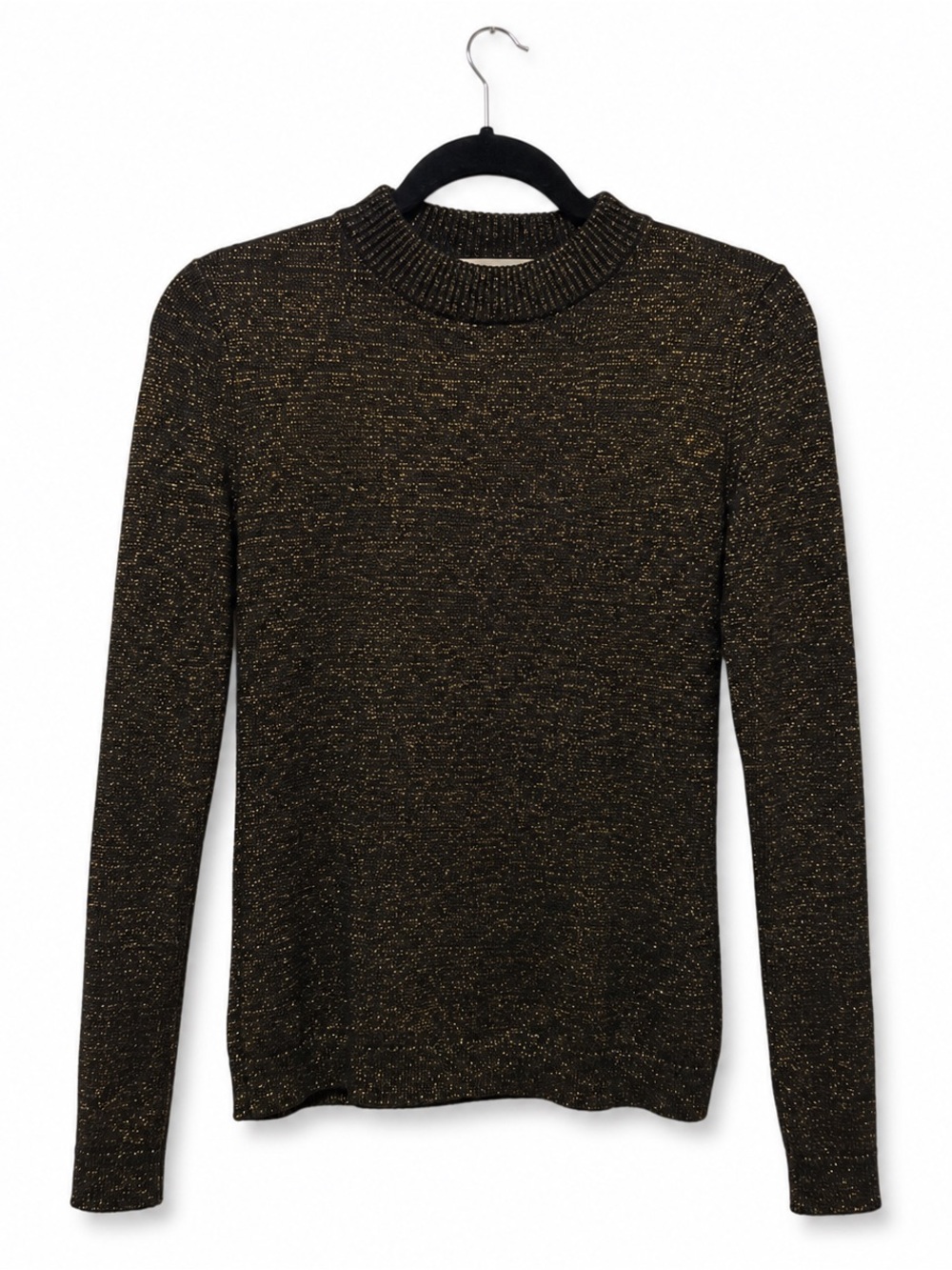 Diane von Furstenberg Metallic Mock Neck Long Sleeve Sweater